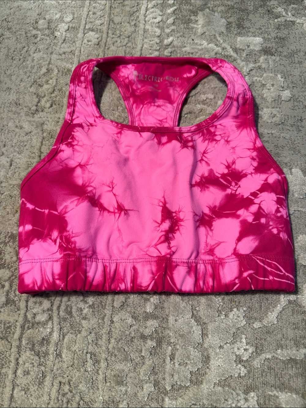 Electric & Rose Pink Tie-Dye Racerback Sports Bra